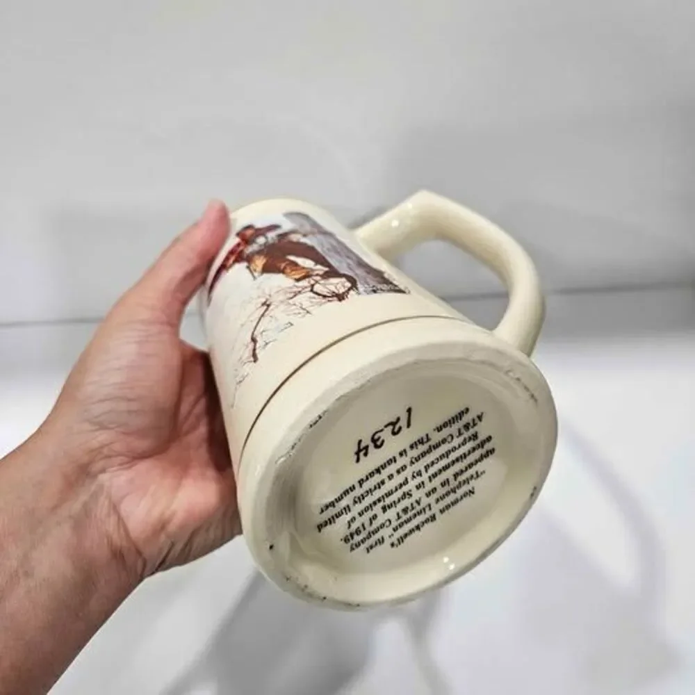 Norman Rockwell AT&T Telephone Lineman Plate and Limited Edition Tankard Mug. 2